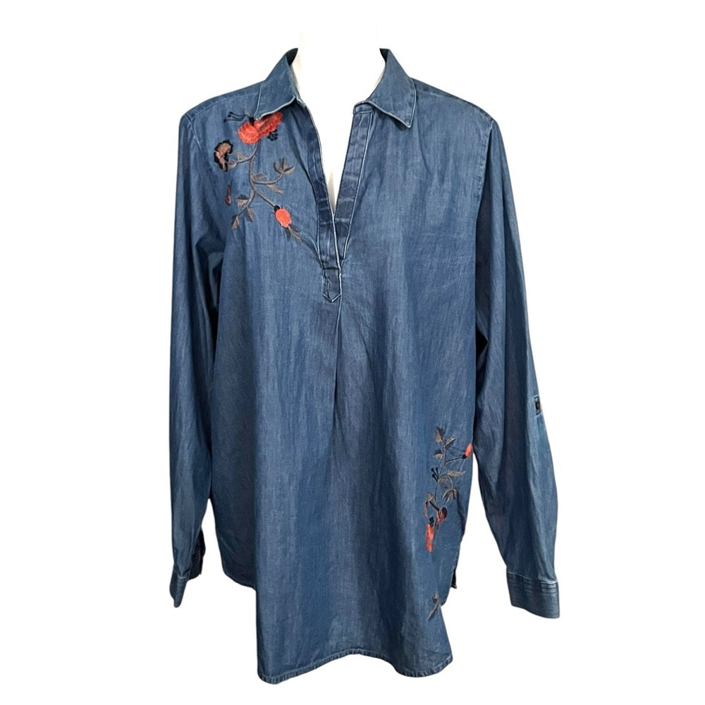 Sonoma Embroidered Denim Long Sleeve Shirt Size 1X